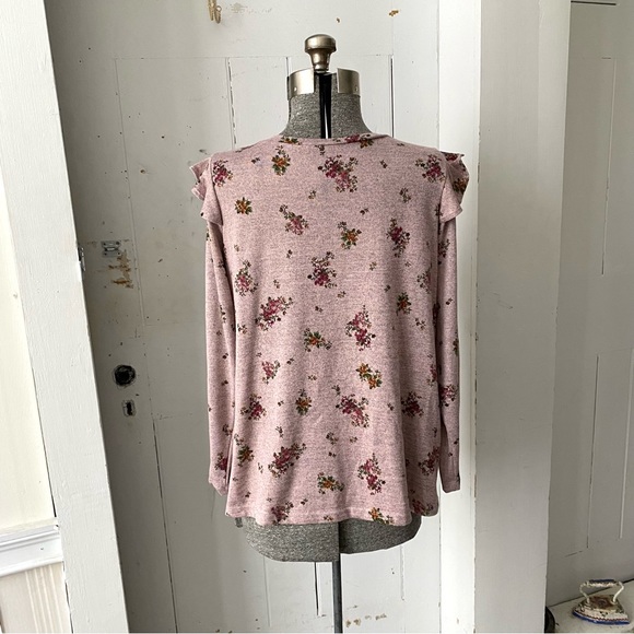 Lane Bryant Ruffle Cap Sleeves Floral Knit Top Popover - Picture 2 of 7